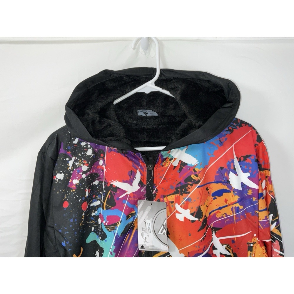 NWT Speed Your Run Black Satin Feel Jacket Astronaut Spray Paint Black Men's M - Picture 4 of 7